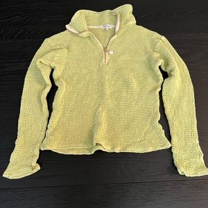 Donni Waffle Half Zip Pullover in Lime Green